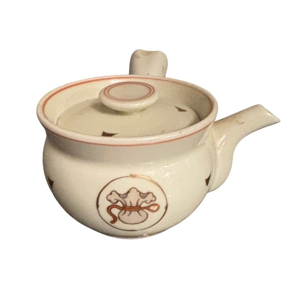Vintage Japanese Banko Ware Ceramic Kyusu Teapot Kosen Kiln Floral Signed